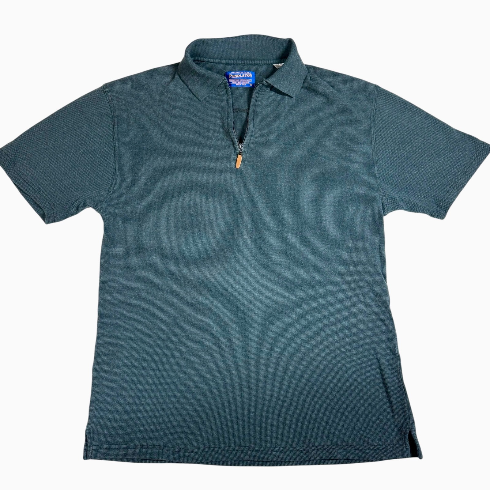 Pendleton Men S 1/4 Zip Polo Shirt Teal Bamboo Cotton Stretch Knit Casual Golf